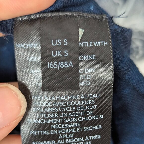 PILCRO | Navy Embroidered Flutter Sleeve Top Size Small - Picture 6 of 8